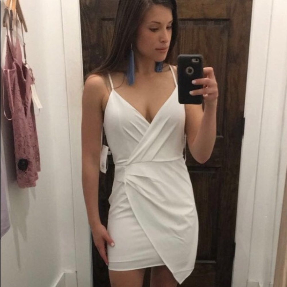 White Spaghetti Wrap Dress